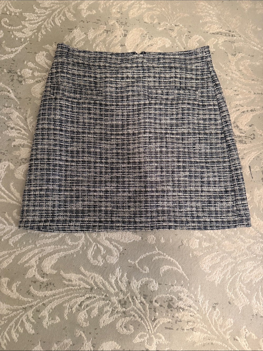 LOFT Navy & White Tweed Mini Skirt